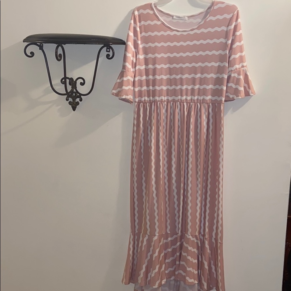 Pink & Cream High Low Dress